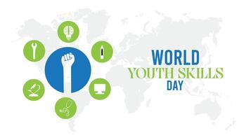 world youth skills day observed every year in July. Template for background, banner, card, poster with text inscription. vector