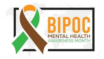 Bipoc mental health awareness month observed every year in July. Template for background, banner, card, poster with text inscription. vector