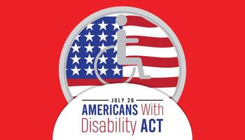 Americans with disability act observed every year in July. Template for background, banner, card, poster with text inscription. vector