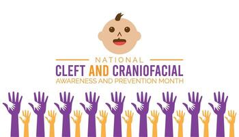 national cleft and craniofacial awareness and prevention month observed every year in July. Template for background, banner, card, poster with text inscription. vector