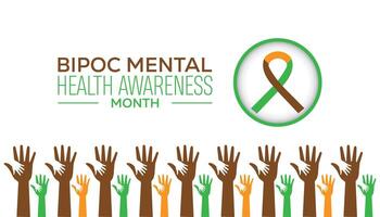 Bipoc mental health awareness month observed every year in July. Template for background, banner, card, poster with text inscription. vector