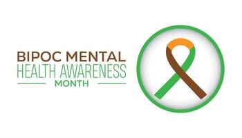 Bipoc mental health awareness month observed every year in July. Template for background, banner, card, poster with text inscription. vector