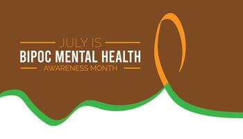 Bipoc mental health awareness month observed every year in July. Template for background, banner, card, poster with text inscription. vector