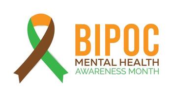 Bipoc mental health awareness month observed every year in July. Template for background, banner, card, poster with text inscription. vector