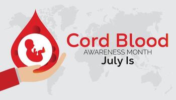 cord blood awareness month observed every year in July. Template for background, banner, card, poster with text inscription. vector