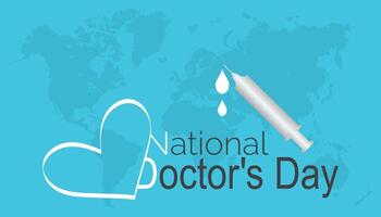 National Doctors' Day observed every year in July. Template for background, banner, card, poster with text inscription. vector