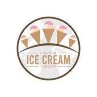 National Ice Cream Month observed every year in July. Template for background, banner, card, poster with text inscription. vector