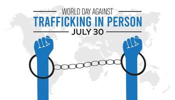 World day against trafficking in person observed every year in July. Template for background, banner, card, poster with text inscription. vector