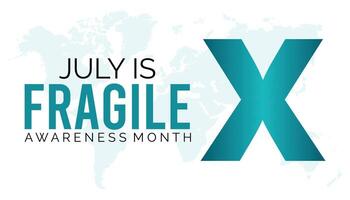 National Fragile X Awareness Month observed every year in July. Template for background, banner, card, poster with text inscription. vector