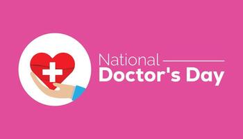 National Doctors' Day observed every year in July. Template for background, banner, card, poster with text inscription. vector