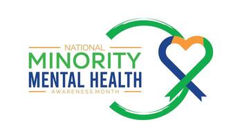 National Minority Mental Health Awareness Month observed every year in July. Template for background, banner, card, poster with text inscription. vector