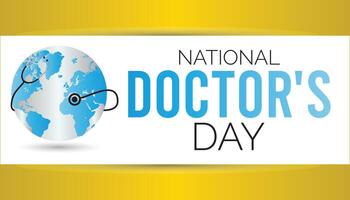 National Doctors' Day observed every year in July. Template for background, banner, card, poster with text inscription. vector