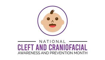 national cleft and craniofacial awareness and prevention month observed every year in July. Template for background, banner, card, poster with text inscription. vector
