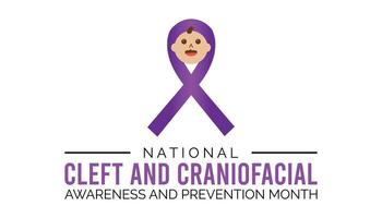 nacional hendido y craneofacial conciencia y prevención mes observado cada año en julio. modelo para fondo, bandera, tarjeta, póster con texto inscripción. vector