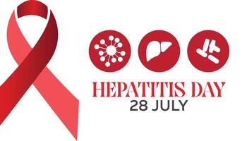 mundo hepatitis día observado cada año en julio. modelo para fondo, bandera, tarjeta, póster con texto inscripción. vector