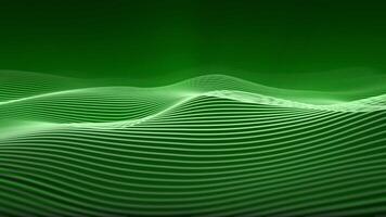 Wavy field of glowing green stripes with soft light and shine effect. Abstract waves background for computer science, digital technology and artificial intelligence. Animation 4k , 60 fps video