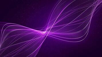 Seamless loop animation of abstract transparent structure made of bright purple particles and lines with deep glow effect. Computer science and digital technology background. Looped , 4k , 60fps video