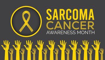 sarcoma cáncer conciencia mes observado cada año en julio. modelo para fondo, bandera, tarjeta, póster con texto inscripción. vector