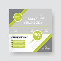 Gym and Fitness Social Media Post Template Design. vector