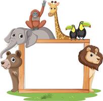 Jungle Animals with Blank Signboard vector