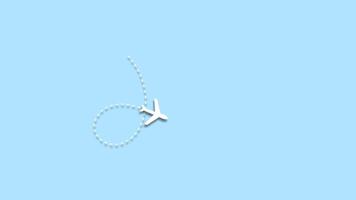 Airplane dotted route line path icon loop transparent background Animation with alpha channel. 4K Resolution video