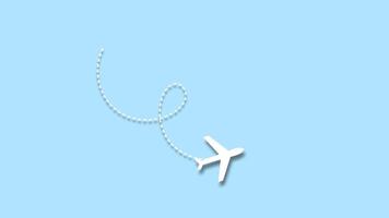 Airplane dotted route line path icon loop transparent background Animation with alpha channel. 4K Resolution video