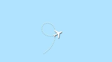 Airplane dotted route line path icon loop transparent background Animation with alpha channel. 4K Resolution video