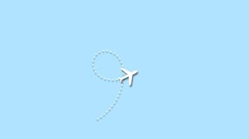 Airplane dotted route line path icon loop transparent background Animation with alpha channel. 4K Resolution video