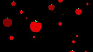 äpple faller animering av röd äpplen alfa kanal transparent. 4k upplösning video