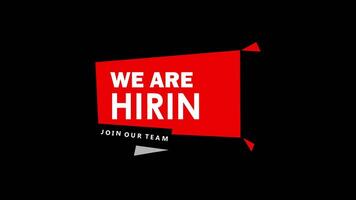 We Are Hiring Join Our Team, Join Now, Join Us, Job Opportunity Alpha background. 4K Resolution video