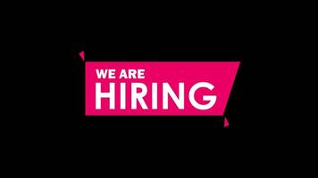 We Are Hiring Join Our Team, Join Now, Join Us, Job Opportunity Alpha background. 4K Resolution video