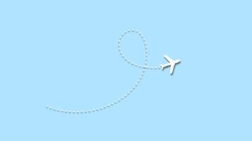 Airplane dotted route line path icon loop transparent background Animation with alpha channel. 4K Resolution video