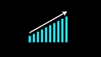 grafico andando su crescente bar grafico, azione mercato grafico, finanziario grafico analisi. 4k risoluzione video