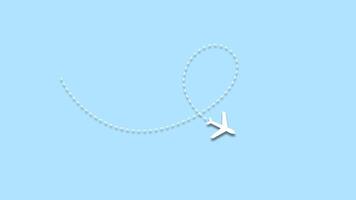 aereo tratteggiata itinerario linea sentiero icona ciclo continuo trasparente sfondo animazione con alfa canale. 4k risoluzione video
