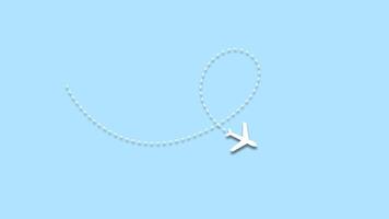 Airplane dotted route line path icon loop transparent background Animation with alpha channel. 4K Resolution video