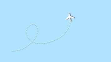 Airplane dotted route line path icon loop transparent background Animation with alpha channel. 4K Resolution video