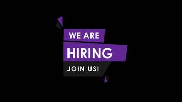 We Are Hiring Join Our Team, Join Now, Join Us, Job Opportunity Alpha background. 4K Resolution video