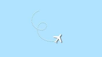 Airplane dotted route line path icon loop transparent background Animation with alpha channel. 4K Resolution video