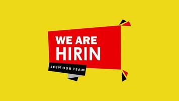 We Are Hiring Join Our Team, Join Now, Join Us, Job Opportunity Deep Yellow background. 4K Resolution video