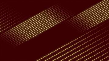 Golden colored glowing parallel lines over simple Red background, elegant golden luxurious background video