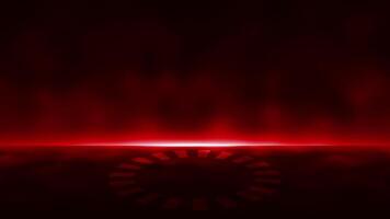 Red color glowing empty space or empty stage with rotating ring at the center video