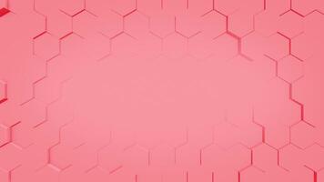 Animated red color 3d hexagonal shapes slowly moving geometrical background for professional use video