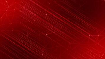 red color parallel diagonal lines with low poly dots and lines futuristic geometrical dark background video