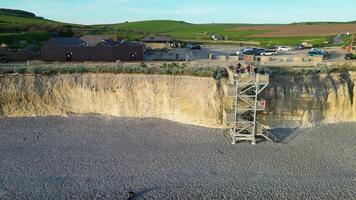 High Angle View of Beachy Head Sea View and Ocean of England United Kingdom During Sunset. May 10th, 2024 video