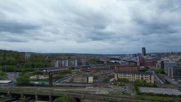 Alto ângulo Visão do histórico Sheffield cidade que é localizado às Inglês município do sul yorkshire Unidos reino. pode 5 ª, 2024 video