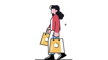 ein Frau mit Einkaufen Taschen im Hand video