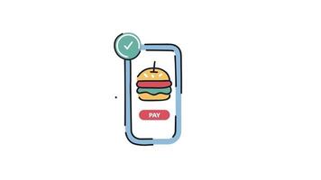 une Hamburger est sur une téléphone écran video