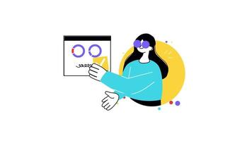 illustration of a woman holding a paper with the word oo on it video