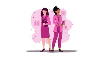 two women in pink suits standing next to each other video