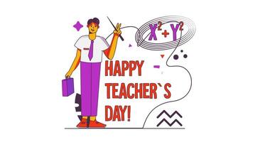 teacher's day illustration with a teacher in a tie and a pencil in his hand video